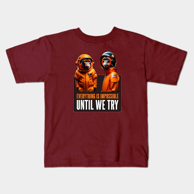 Space Monkeys - Evolving Beyond Limits Kids T-Shirt by Monkey Business Bank